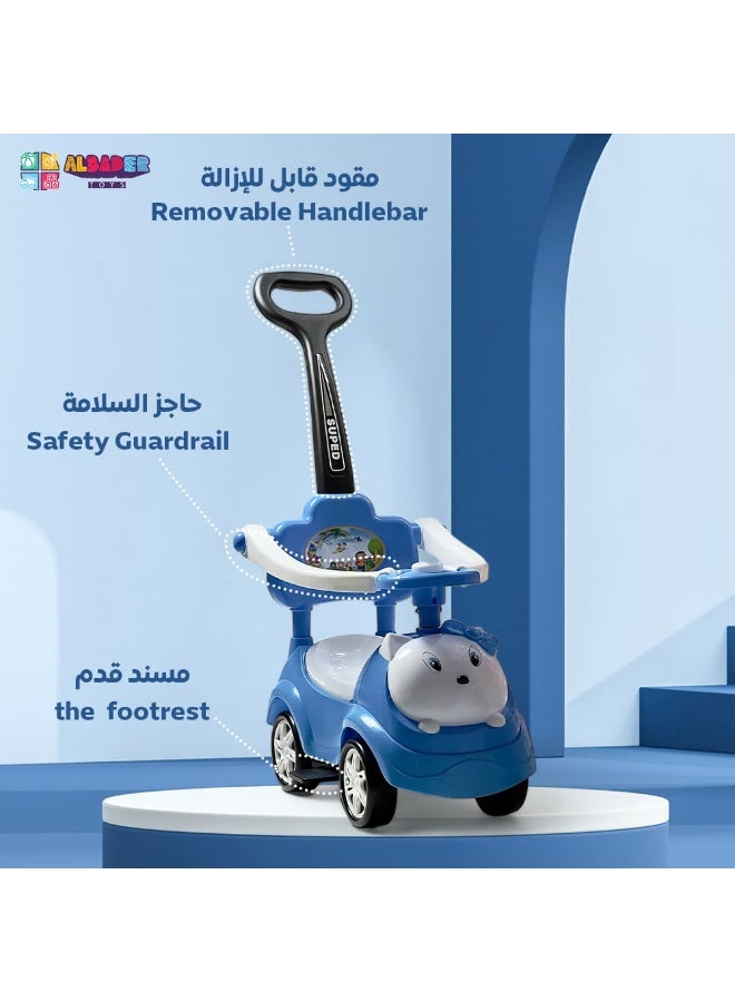 AL BADER 3 in 1 Ride on Car for Kids, Ride on Kids Car with Music & Lights, Kids Ride on Push Car With Safety Bar & Push Handle, Push Ride on Car for Kids 1-3 Years, Small Push Car for Toddlers, Blue - Image 2